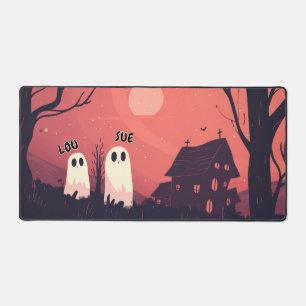 Spooky Halloween Ghosts Wandering at a Cemetry Desk Mat