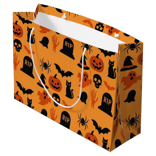 Spooky Halloween Gift Bag – Large Black & Orange   (Back Angled)