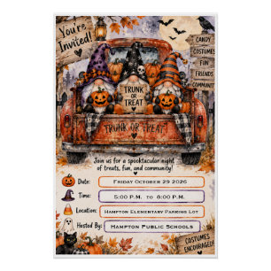 Spooky Halloween Gnomes Trunk or Treat Celebration Poster
