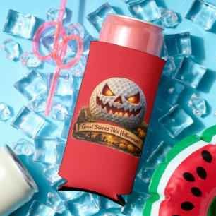 Spooky Halloween golf graphic teal cam cooler