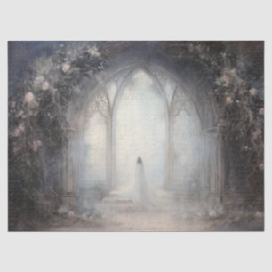 Spooky Halloween Gothic Arch w Bats for Decoupage Tissue Paper