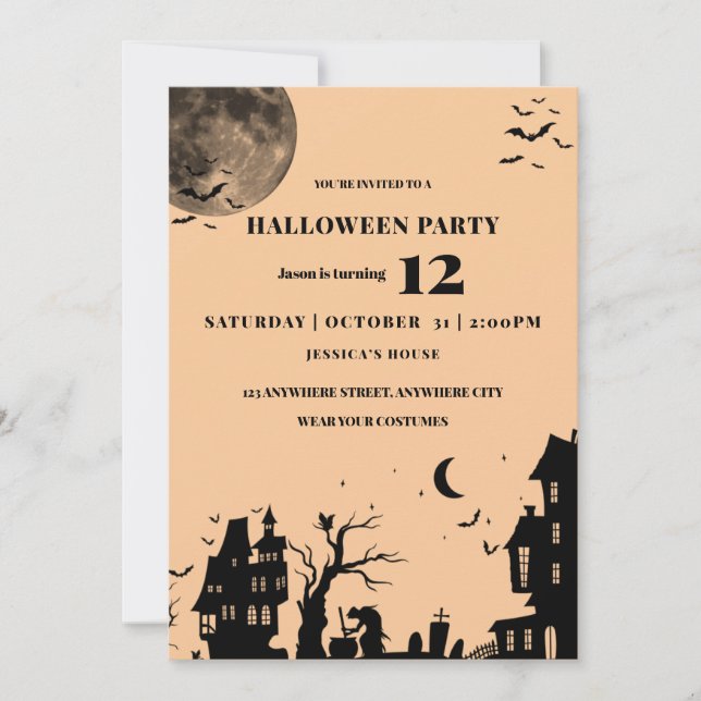 Spooky Halloween Gothic Birthday Party Invitation (Front)