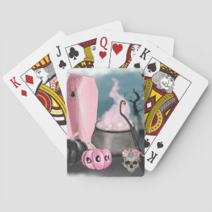 Spooky Halloween Grave Yard and Spider Webs Plann Poker Cards
