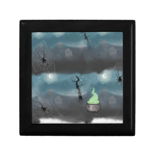 Spooky Halloween Grave Yard and Spider Webs Wrapp Gift Box