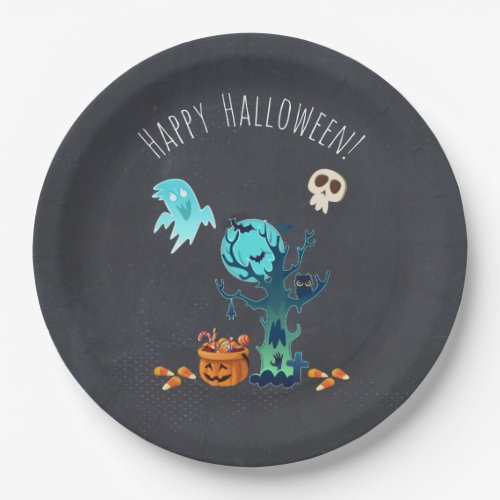 Spooky Halloween Graveyard Paper Plates