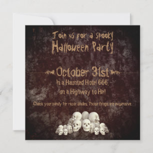 Spooky Halloween Grunge Creepy Background Skulls Invitation