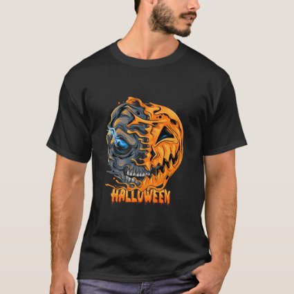 Spooky Halloween Half Pumpkin Half Skull