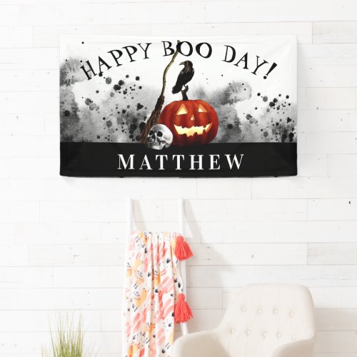 Spooky Halloween Happy Boo Day Birthday  Banner
