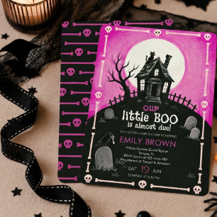Spooky Halloween Haunted House babyshower Invitation