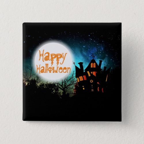 Spooky Halloween Haunted House Button
