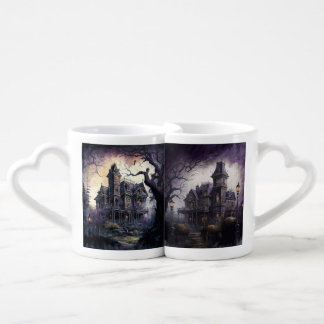 SPOOKY HALLOWEEN HAUNTED HOUSE COFFEE MUG SET