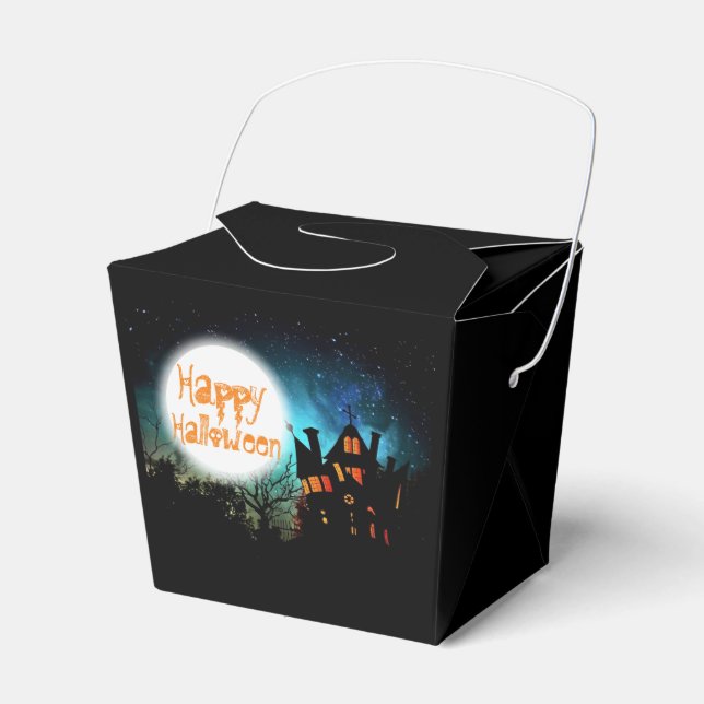 Spooky Halloween Haunted House Favor Boxes (Front Side)