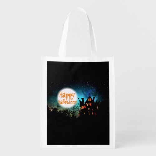 Spooky Halloween Haunted House Grocery Bag