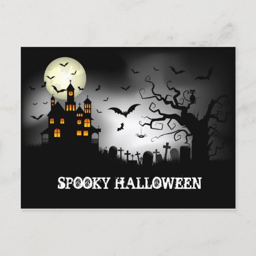 Spooky halloween Haunted House Holiday Postcard