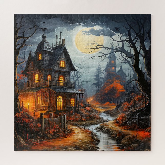 Spooky Halloween Haunted House Jigsaw Puzzle (Horizontal)