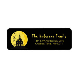 Spooky Halloween Haunted House Label