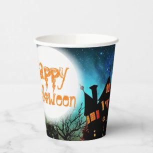 Spooky Halloween Haunted House Paper Cups