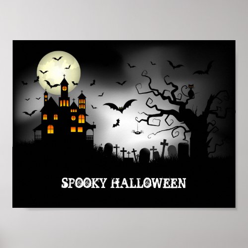 Spooky Halloween haunted house Poster