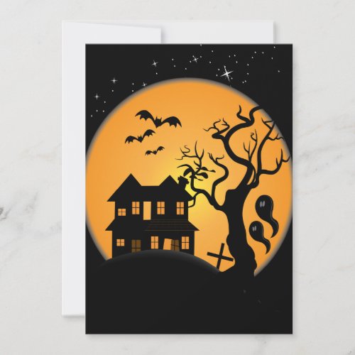 spooky halloween haunted house scene vector card