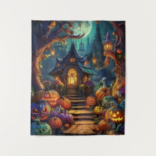 Spooky Halloween Haunted House & Trail Tapestry