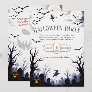 Spooky Halloween Haunted House Witch Invitation