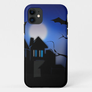 Spooky Halloween Haunted House with Bats iPhone 11 Case
