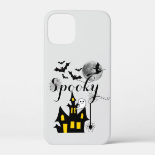 Spooky Halloween Haunted House with Witch and Bats iPhone 12 Mini Case