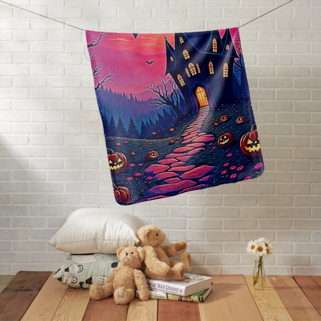 Spooky Halloween Haunted Mansion Art Baby Blanket (In Situ)