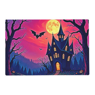 Spooky Halloween Haunted Mansion Art Placemat