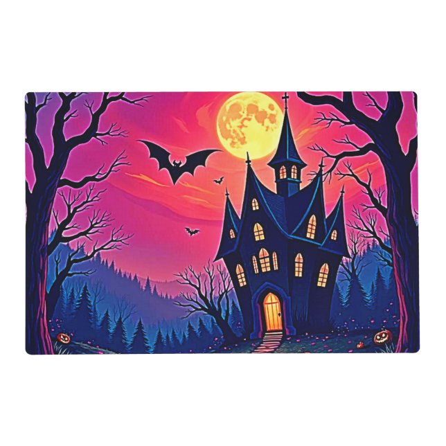 Spooky Halloween Haunted Mansion Art Placemat (Front)
