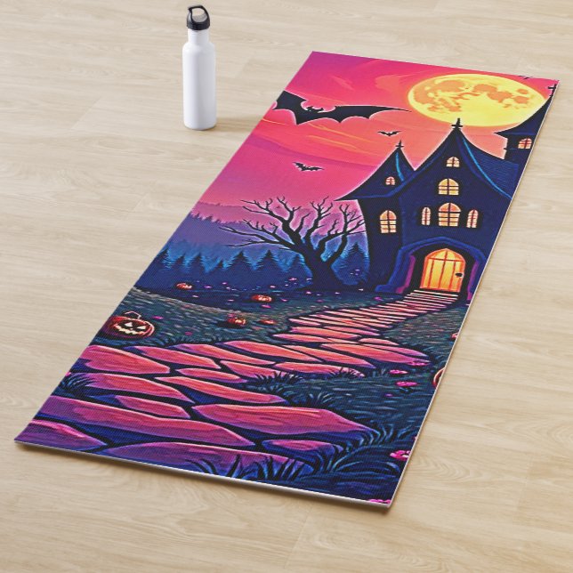 Spooky Halloween Haunted Mansion Art Yoga Mat (In Situ)