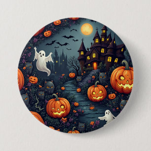 Spooky Halloween Haunted Night Button