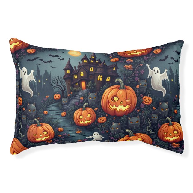 Spooky Halloween Haunted Night Indoor Dog Bed (Front)