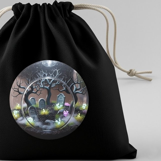 Spooky Halloween Haunted Terrarium  Classic Round Sticker (Creator Uploaded)