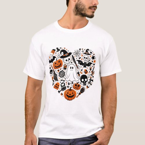 Spooky Halloween Heart of Fun Design T_Shirt