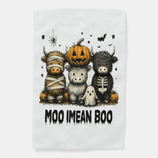 Spooky Halloween Highland Cow Garden Flag