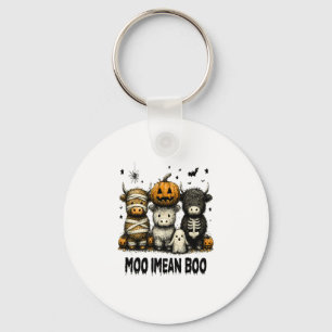 Spooky Halloween Highland Cow Keychain