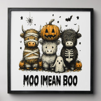 Spooky Halloween Highland Cow Peel And Stick Photo Tile