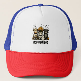 Spooky Halloween Highland Cow Trucker Hat