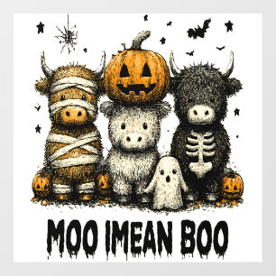 Spooky Halloween Highland Cow Wall Decal
