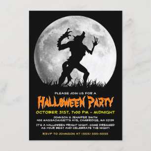Spooky Halloween Horror Werewolf at the Full Moon Invitation
