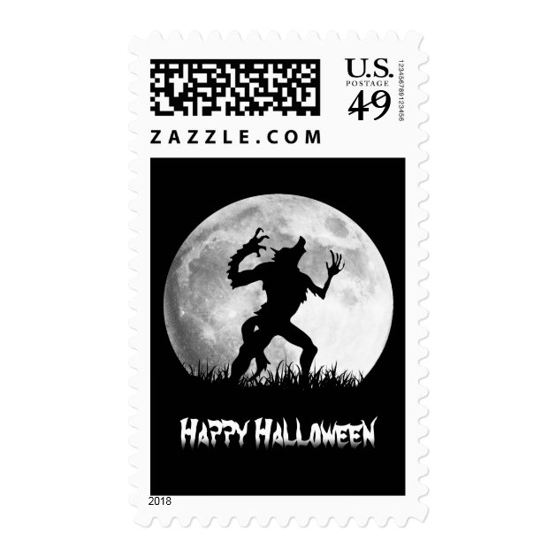 Spooky Halloween Horror Werewolf At The Full Moon Postage