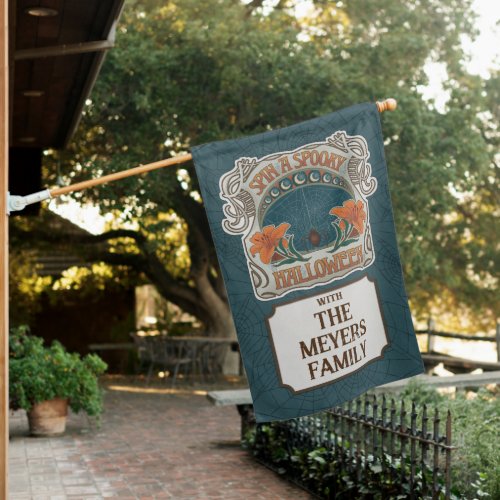 Spooky Halloween House Flag with Name 