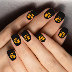 Spooky Halloween House Graphic Custom Name Minx Nail Art