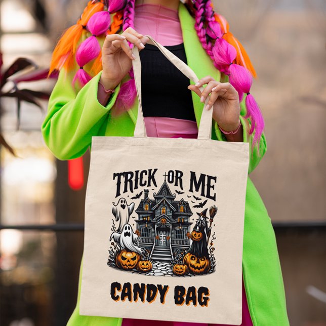 Spooky Halloween house with ghosts and pumpkins Tote Bag (Creator Uploaded)