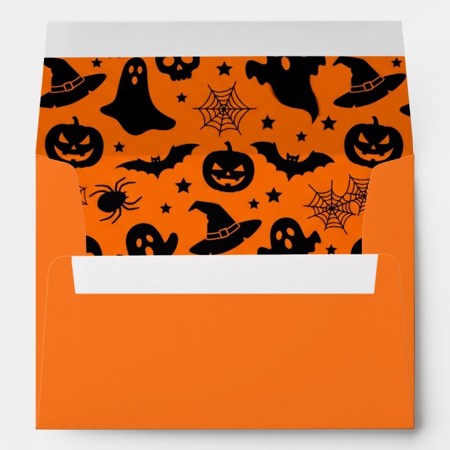 Spooky Halloween Icon Pattern Lined Envelope (Back (Bottom))