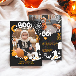 Spooky Halloween illustrations cute Boo 2 photos Holiday Card