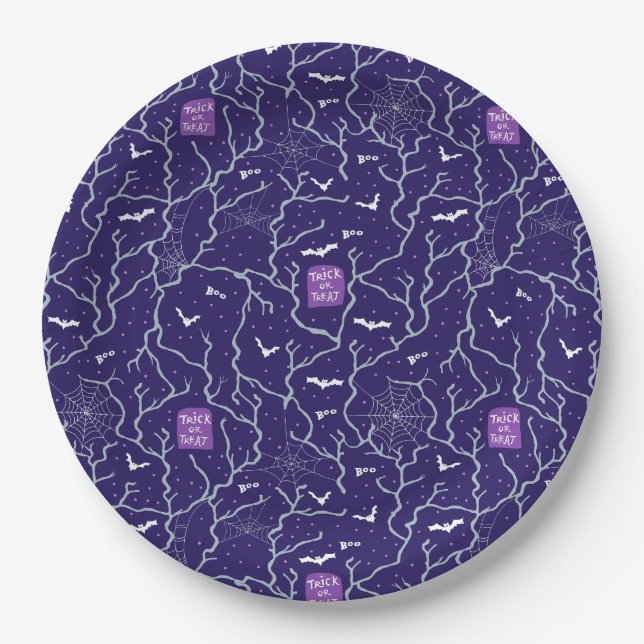 Spooky Halloween in Purple Paper Plates (Front)
