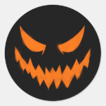 Spooky Halloween Jack-o&#39;-lantern Face Sticker at Zazzle