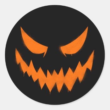 Spooky Halloween Jack-o'-lantern Face Sticker by Halloween2015 at Zazzle